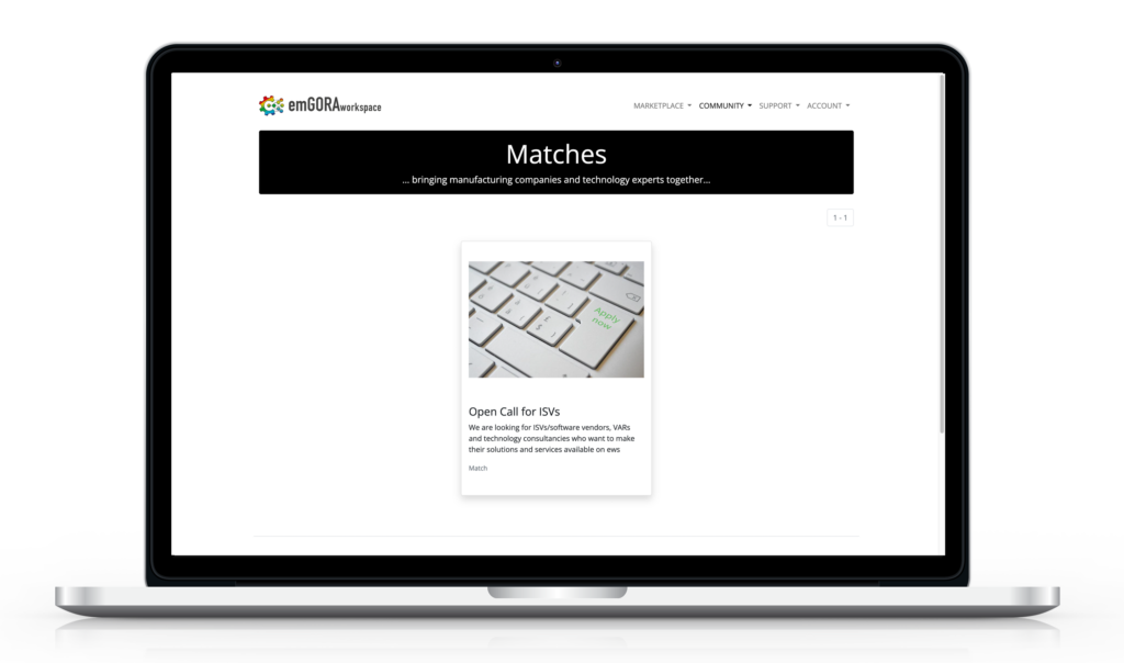 Matchmaking Tool for the emGORA workspace community 